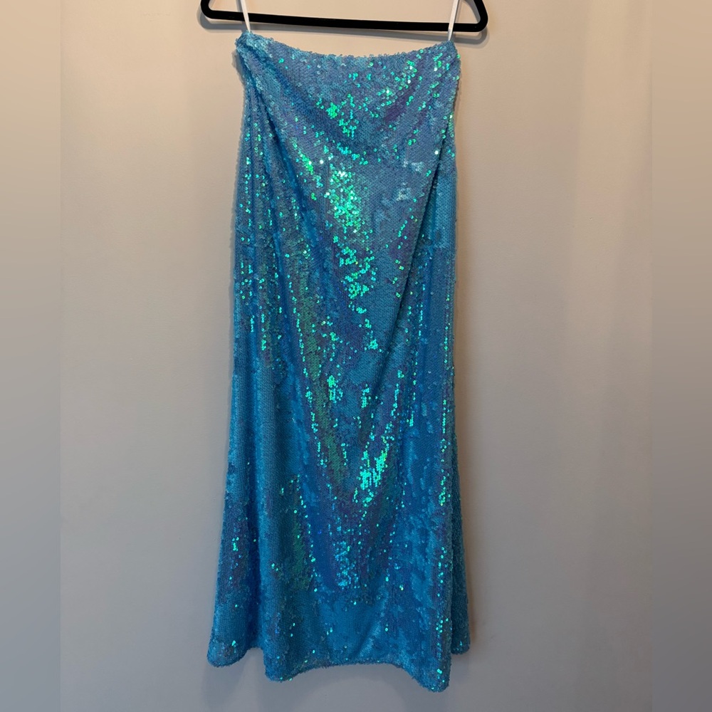 NWOT L'AGENCE Fully Sequined Maxi Skirt In Cloud Blue - Picture 7 of 16